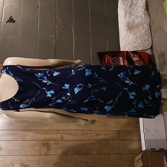 EUC Halmode Petites Long Floral Tank Dress w/Button Down Matchin Top Sz 8P - Picture 3 of 16